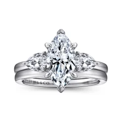 Best Gabriel & Co. Adalia - 14K White Gold Marquise Shape Three Stone Diamond Engagement Ring