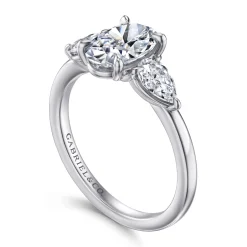 Discount Gabriel & Co. Adalia - 14K White Gold Oval Three Stone Diamond Engagement Ring