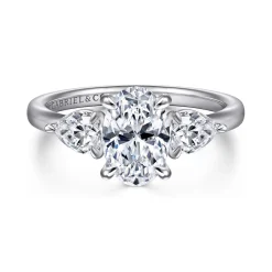 Discount Gabriel & Co. Adalia - 14K White Gold Oval Three Stone Diamond Engagement Ring