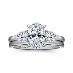 Discount Gabriel & Co. Adalia - 14K White Gold Oval Three Stone Diamond Engagement Ring