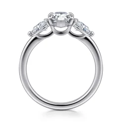 Sale Gabriel & Co. Adalia - 14K White Gold Pear Shape Three Stone Diamond Engagement Ring