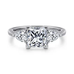 Best Gabriel & Co. Adalia - 14K White Gold Princess Cut Three Stone Diamond Engagement Ring