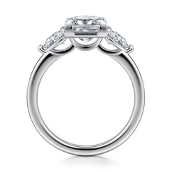 Best Gabriel & Co. Adalia - 14K White Gold Princess Cut Three Stone Diamond Engagement Ring