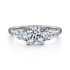 Clearance Gabriel & Co. Adalia - 14K White Gold Round Three Stone Diamond Engagement Ring