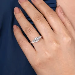 Clearance Gabriel & Co. Adalia - 14K White Gold Round Three Stone Diamond Engagement Ring