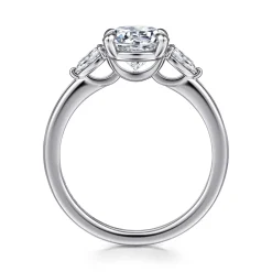 New Gabriel & Co. Adalia - 14K White Gold Round Three Stone Diamond Engagement Ring