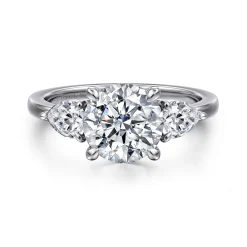 Hot Gabriel & Co. Adalia - 14K White Gold Round Three Stone Diamond Engagement Ring