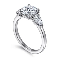 Hot Gabriel & Co. Adalia - 14K White Gold Round Three Stone Diamond Engagement Ring