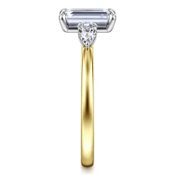 Sale Gabriel & Co. Adalia - 14K Yellow Gold Emerald Cut Three Stone Diamond Engagement Ring