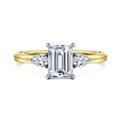 Gabriel & Co. Adalia - 14K Yellow Gold Emerald Cut Three Stone Diamond Engagement Ring