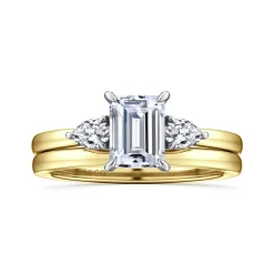 Gabriel & Co. Adalia - 14K Yellow Gold Emerald Cut Three Stone Diamond Engagement Ring