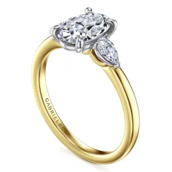 New Gabriel & Co. Adalia - 14K Yellow Gold Oval Three Stone Diamond Engagement Ring