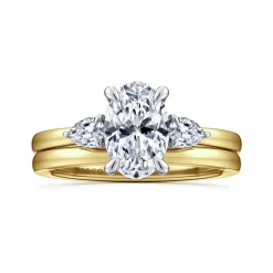 New Gabriel & Co. Adalia - 14K Yellow Gold Oval Three Stone Diamond Engagement Ring