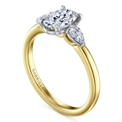 New Gabriel & Co. Adalia - 14K Yellow Gold Oval Three Stone Diamond Engagement Ring