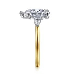 Discount Gabriel & Co. Adalia - 14K Yellow Gold Pear Shape Three Stone Diamond Engagement Ring