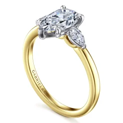 Discount Gabriel & Co. Adalia - 14K Yellow Gold Pear Shape Three Stone Diamond Engagement Ring
