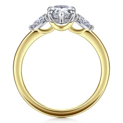 Discount Gabriel & Co. Adalia - 14K Yellow Gold Pear Shape Three Stone Diamond Engagement Ring