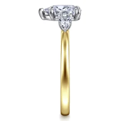 Best Gabriel & Co. Adalia - 14K Yellow Gold Pear Shape Three Stone Diamond Engagement Ring