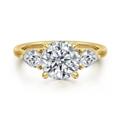 Online Gabriel & Co. Adalia - 14K Yellow Gold Round Three Stone Diamond Engagement Ring
