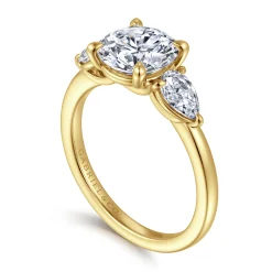 Online Gabriel & Co. Adalia - 14K Yellow Gold Round Three Stone Diamond Engagement Ring