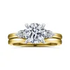 Online Gabriel & Co. Adalia - 14K Yellow Gold Round Three Stone Diamond Engagement Ring