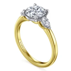 Online Gabriel & Co. Adalia - 14K Yellow Gold Round Three Stone Diamond Engagement Ring