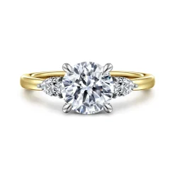 Online Gabriel & Co. Adalia - 14K Yellow Gold Round Three Stone Diamond Engagement Ring
