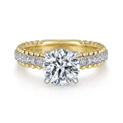 Hot Gabriel & Co. Addi - 14K White-Yellow Gold Round Diamond Engagement Ring