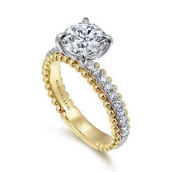 Hot Gabriel & Co. Addi - 14K White-Yellow Gold Round Diamond Engagement Ring