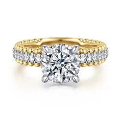 Hot Gabriel & Co. Addi - 14K White-Yellow Gold Round Diamond Engagement Ring