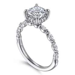 Gabriel & Co. Adeena - 14K White Gold Cushion Hidden Halo Diamond Engagement Ring