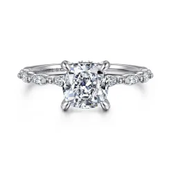 Gabriel & Co. Adeena - 14K White Gold Cushion Hidden Halo Diamond Engagement Ring