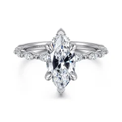Sale Gabriel & Co. Adeena - 14K White Gold Marquise Shape Hidden Halo Diamond Engagement Ring