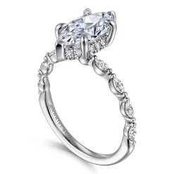 Sale Gabriel & Co. Adeena - 14K White Gold Marquise Shape Hidden Halo Diamond Engagement Ring