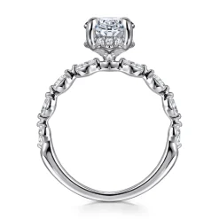 Hot Gabriel & Co. Adeena - 14K White Gold Oval Hidden Halo Diamond Engagement Ring