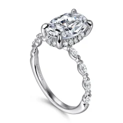 Hot Gabriel & Co. Adeena - 14K White Gold Oval Hidden Halo Diamond Engagement Ring
