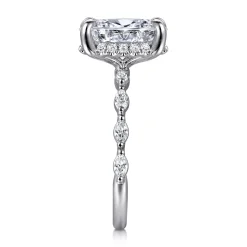 Hot Gabriel & Co. Adeena - 14K White Gold Oval Hidden Halo Diamond Engagement Ring
