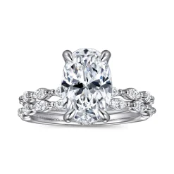 Hot Gabriel & Co. Adeena - 14K White Gold Oval Hidden Halo Diamond Engagement Ring
