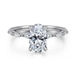 Clearance Gabriel & Co. Adeena - 14K White Gold Oval Hidden Halo Diamond Engagement Ring