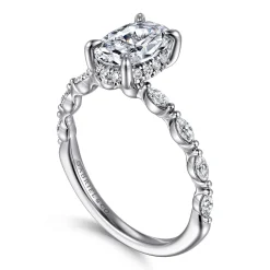 Clearance Gabriel & Co. Adeena - 14K White Gold Oval Hidden Halo Diamond Engagement Ring