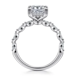 Hot Gabriel & Co. Adeena - 14K White Gold Princess Hidden Halo Diamond Engagement Ring