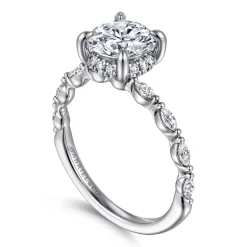 Sale Gabriel & Co. Adeena - 14K White Gold Round Hidden Halo Diamond Engagement Ring