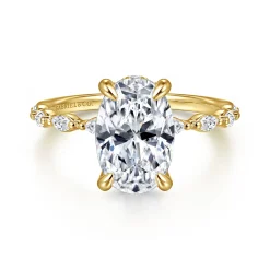 Best Gabriel & Co. Adeena - 14K Yellow Gold Oval Hidden Halo Diamond Engagement Ring