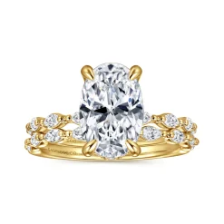 Best Gabriel & Co. Adeena - 14K Yellow Gold Oval Hidden Halo Diamond Engagement Ring