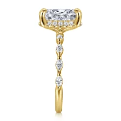 Best Gabriel & Co. Adeena - 14K Yellow Gold Oval Hidden Halo Diamond Engagement Ring