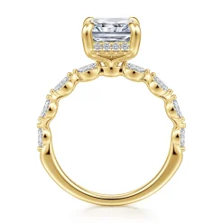 Best Gabriel & Co. Adeena - 14K Yellow Gold Radiant Cut Hidden Halo Diamond Engagement Ring
