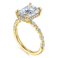 Best Gabriel & Co. Adeena - 14K Yellow Gold Radiant Cut Hidden Halo Diamond Engagement Ring