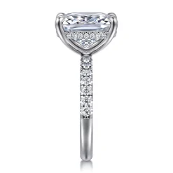 Clearance Gabriel & Co. Adela - 14K White Gold Elongated Cushion Hidden Halo Diamond Engagement Ring