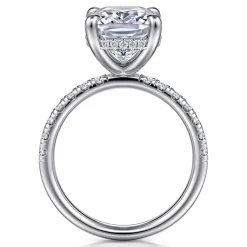 Clearance Gabriel & Co. Adela - 14K White Gold Elongated Cushion Hidden Halo Diamond Engagement Ring