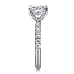 Best Gabriel & Co. Adela - 14K White Gold Elongated Cushion Hidden Halo Diamond Engagement Ring
